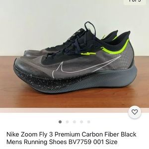 Nike zoom fly 3 carbon black running shoe.